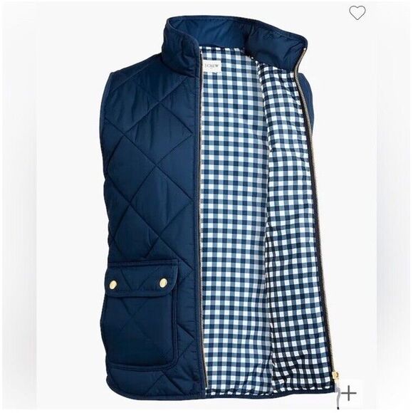 NEW J. CREW Vest Women XS Quilted Full Zip Snap Pockets BU262 Blue - Picture 14 of 15